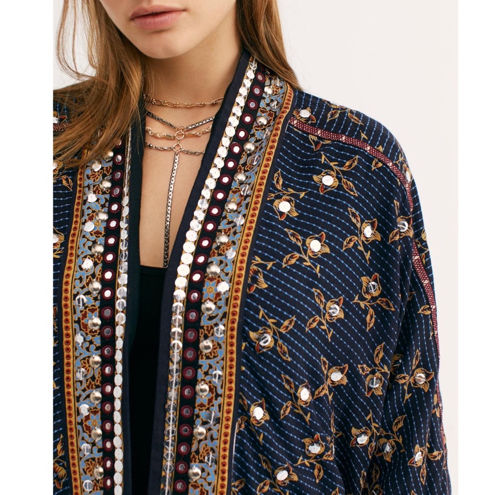 Free People Rays Of Light Blue Embellished Jacket - Picture 4 of 7